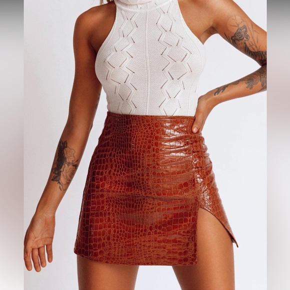 Mini Skirt Brown Croc - Picture 8 of 9